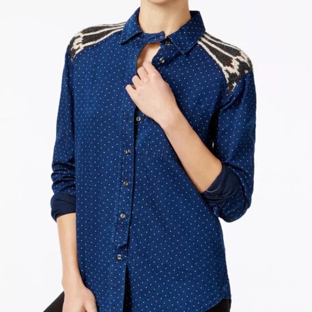 Free People Sage Button Up Western Shirt